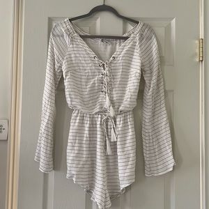 Women’s grey and white striped romper
